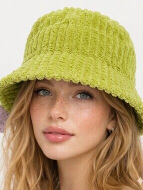 Nwt Wild Fable Green Wide Wale Corduroy Bucket Hat Adjustable Lightweight Velvet
